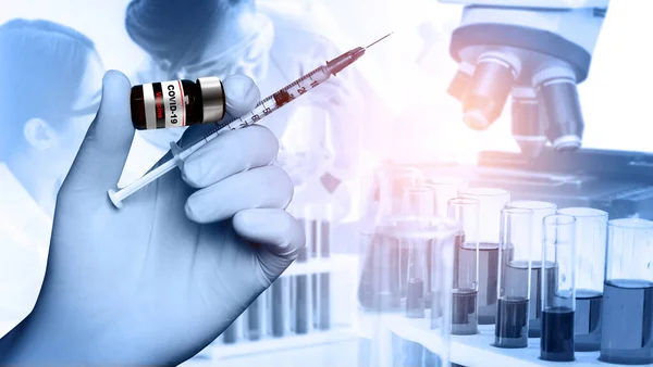 Forskning Utvikling Coronavirus Covid Vaksine Til Medisinsk Bruk Vitenskapsmann Laboratoriestudier – stockfoto