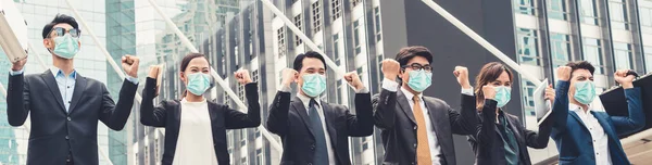 Selbstbewusste Geschäftsleute Mit Gesichtsmaske Schützen Vor Coronavirus Oder Covid Konzept — Stockfoto