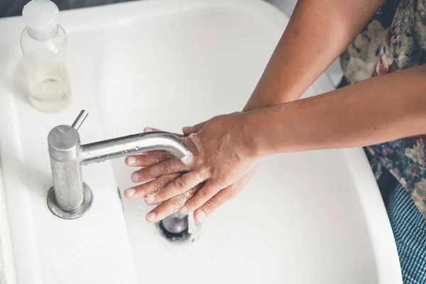 Hands Washing Prevention Novel Coronavirus Disease 2019 Covid People Wash — Stock Photo, Image