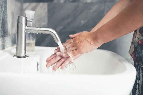 Hands Washing Prevention Novel Coronavirus Disease 2019 Covid People Wash — Stock Photo, Image