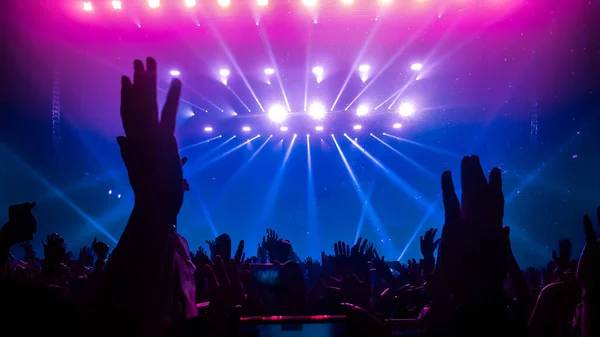 Pessoas Felizes Dançam Show Festa Boate Ouvem Música Eletrônica Dança — Fotografia de Stock