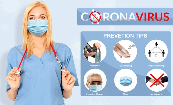 Covid Coronavirus Prevention Tips Use People Stay Safe Infection Covid — Stock Photo, Image