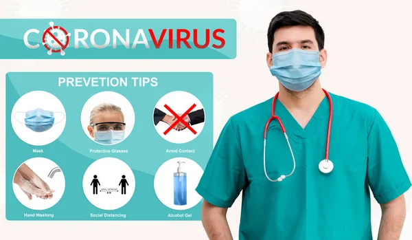 Covid Coronavirus Prevenciós Tippek Használata Emberek Számára Hogy Biztonságos Maradjon — Stock Fotó