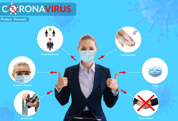 Covid Coronavirus Preventie Tips Gebruiken Voor Mensen Veilig Blijven Voor — Stockfoto