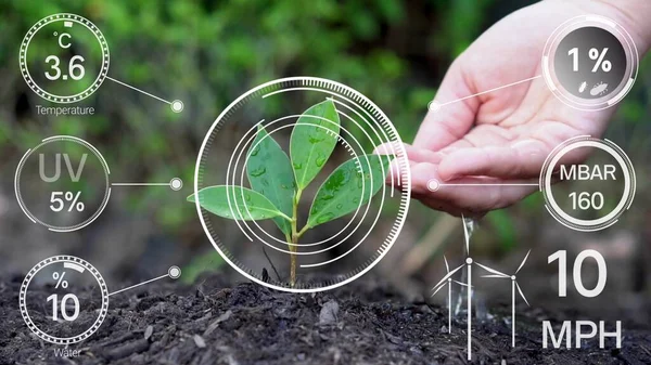 Smart Digital Agriculture Technology Futuristic Sensor Data Collection Management Artificial — Stock Photo, Image